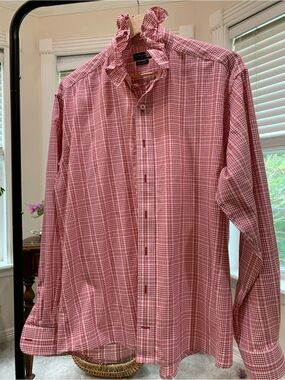 Southern Marsh Red and White Plaid Button-Down Shirt